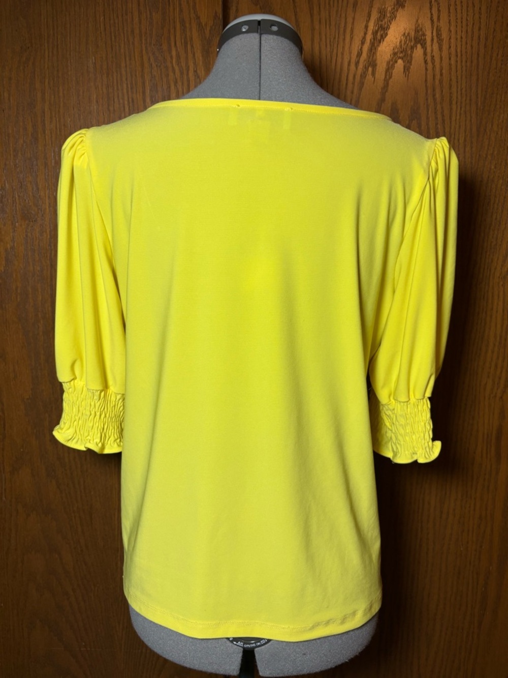 CeCe Bright Yellow Square Neck Puff Sleeve Blouse - Medium - Picture 4 of 6